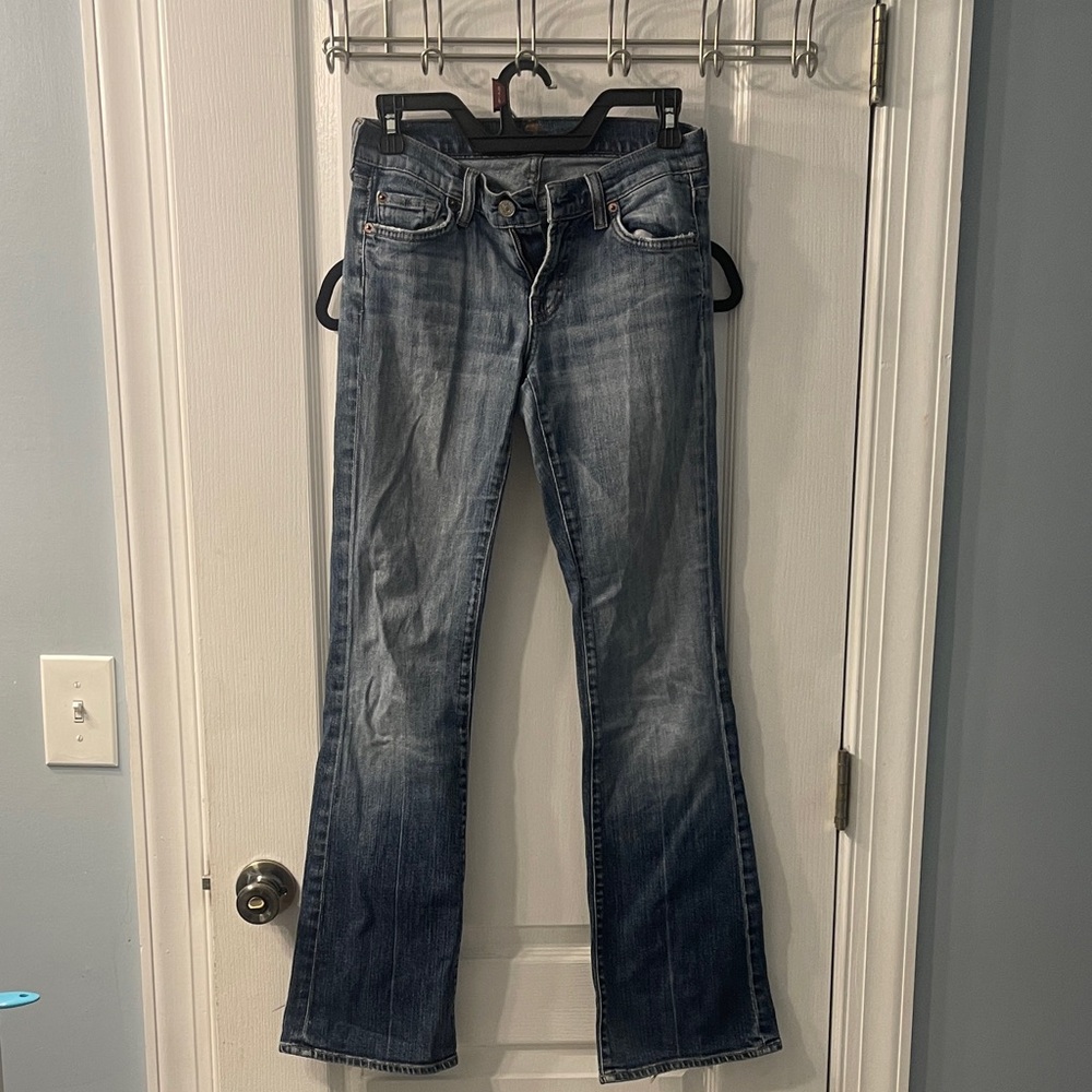 7 For All Mankind Faded Blue Flare Jeans